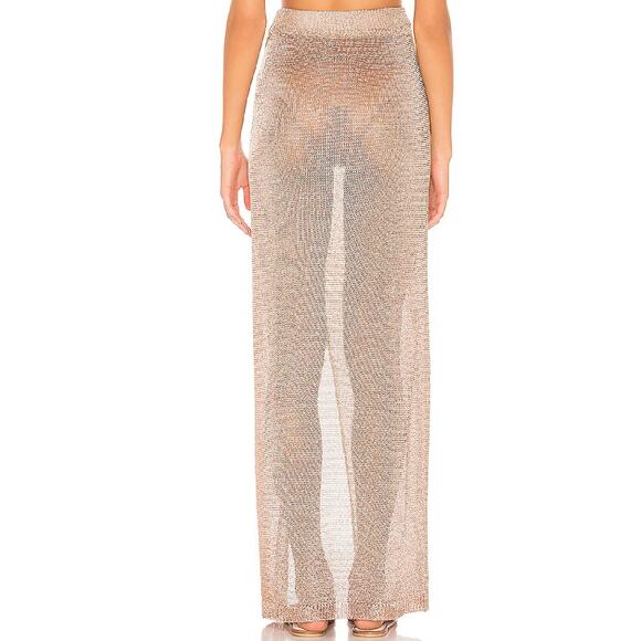 SUPERDOWN NWOT Keva Wrap Maxi Skirt SZ Large Bathing Suit Cover-up Revolve Gold - Picture 7 of 10